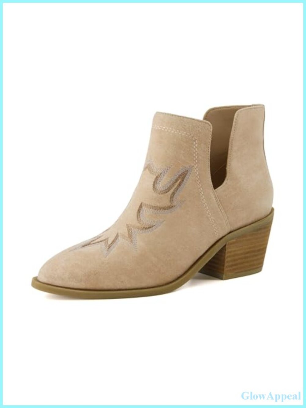 Western Bootie Faux Leather Memory Foam Ankle Heeled Boot
